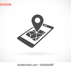 gps phone icon and map with marker. Vector Eps 10