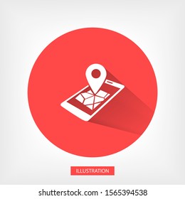 gps phone icon and map with marker. Vector  Eps 10 