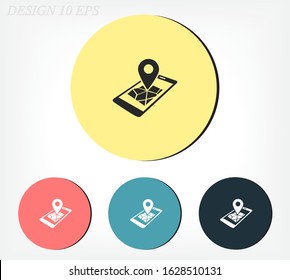 gps phone icon and map with marker. Vector Eps 10