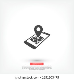 gps phone icon and map with marker. Vector Eps 10