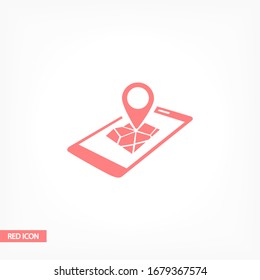 icono de teléfono gps y mapa con marcador. Vector Eps 10