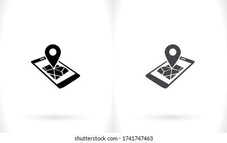gps phone icon and map with marker. Vector  Eps 10 