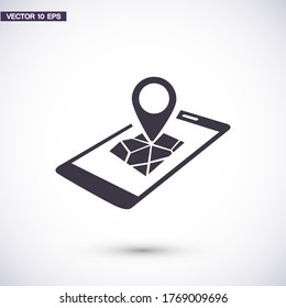 gps phone icon and map with marker. Vector  Eps 10 