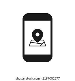 icono del teléfono gps y mapa con marcador. Vector Eps 10