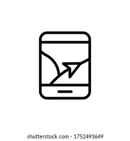 GPS, teléfono, icono de mapa. Línea simple, contorno de elementos vectoriales de iconos de navegación para ui y ux, sitio web o aplicación móvil