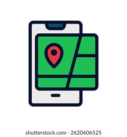 GPS Phone Vector for Navigation and Tracking App. Mobile GPS map icon for location and direction service.