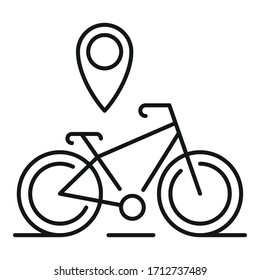 Gps pin bike location icon. Outline gps pin bike location vector icon for web design isolated on white background