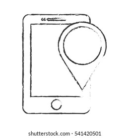gps pin and cellphone icon image vector illustration design 