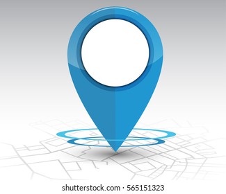 GPS Pin Checking Location Blue Color On Map.vector Illustration