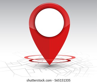 GPS pin checking location red color on map.vector illustration