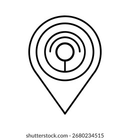 GPS pin with concentric circles radiating outward