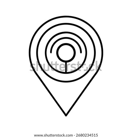 GPS pin with concentric circles radiating outward