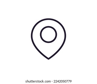 GPS pin concept. Modern outline high quality illustration for banners, flyers and web sites. Editable stroke in trendy flat style. Line icon of hotel. 