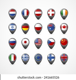 Gps Pin with flag for map, vector illustration on white