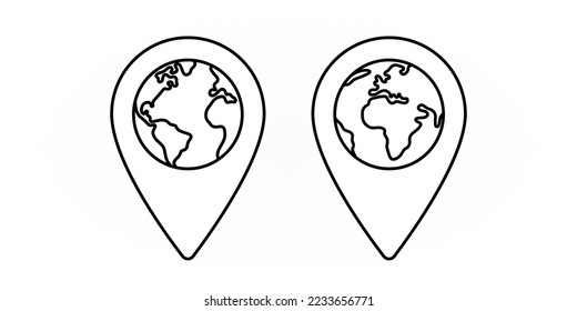 GPS pin, and globe world, location sign, gps marker