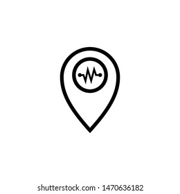 Gps pin. Location and wave icon vector