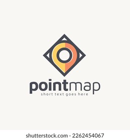GPS Pin Place Map Location Square for Address Pointer Apps logo design