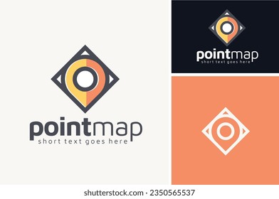 GPS Pin Place Map Location Square for Address Pointer Apps logo design