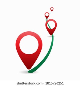 Los punteros GPS en la carretera. Ilustración vectorial de dibujos animados
