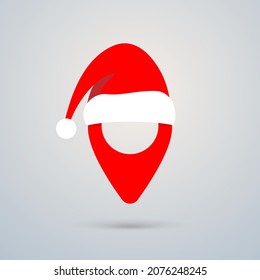 GPS pin with santa cap concept illustration