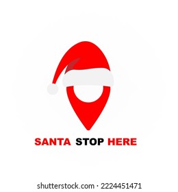 GPS pin with santa cap concept illustration