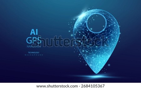 GPS pin symbol navigation in technology wireframe vector illustration use for localization location place.