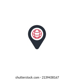 GPS pin World Globe. Location, flat design thin line banner, usage for e-mail newsletters, web banners, headers, blog posts, print and more.