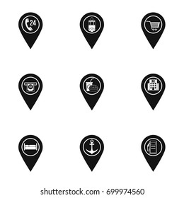 Gps pins icon set. Simple set of 9 gps pins vector icons for web isolated on white background