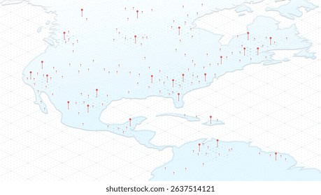 GPS pins on map. Transportation delivery, map location. Abstract navigation plan of urban area. Generic city map with signs. Isometric location. Vector illustration
