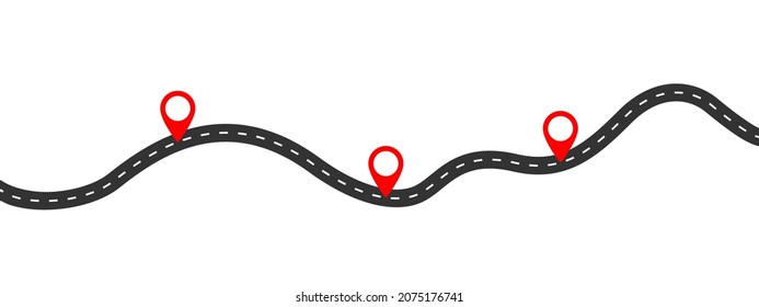 Viñetas GPS en la ilustración simple de la carretera