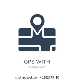 gps with placeholder icon vector on white background, gps with placeholder trendy filled icons from Technology collection, gps with placeholder vector illustration