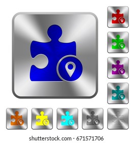 GPS plugin engraved icons on rounded square glossy steel buttons