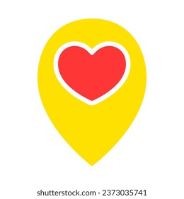 Puntero GPS con icono de línea de corazones. Relación, amor, cita, día de San Valentín, conexión, matrimonio, familia, sentimientos. Icono de color vectorial en un fondo blanco para negocios y publicidad.