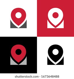 Gps pointer illustration, map pin icon design, location point logo template