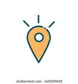 gps pointer location destination social media line and fill vector illustration