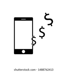 GPS pointer Mobile phone and dollar icon vector in modern flat style for web, graphic and mobile design. Mobile phone icon vector isolated on white background