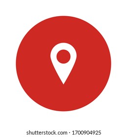 GPS position icon. Pin point for navigation based app. Map pointer location sign. Current location symbol for geography search. You are here pictogram. Map place pointer . Negative with circle. UI.