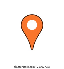 Gps position marker, location icon, map pin orange icon
