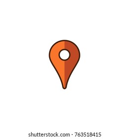 Gps position marker, location icon, map pin orange icon