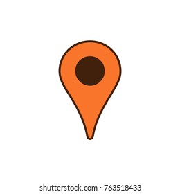 Gps position marker, location icon, map pin orange icon