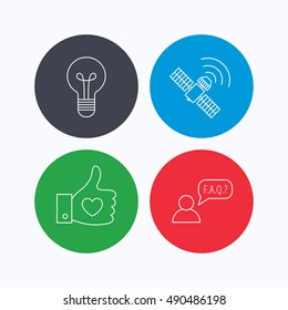 GPS, question and lightbulb icons.