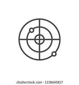 Gps Radar outline icon. linear style sign for mobile concept and web design. Radar screen  simple line vector icon. Symbol, logo illustration. Pixel perfect vector graphics