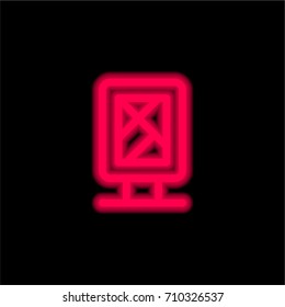 Gps red glowing neon ui ux icon. Glowing sign logo vector