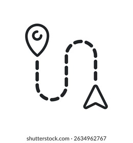 GPS route thin line icons. Perfect pixel on transparent background