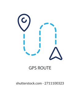 Ícones de linha fina de Rota GPS. Ilustração vetorial original.