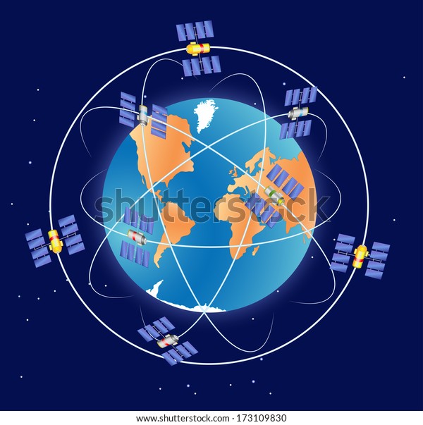 GPS\
satellite in Earth orbit. Global Positioning\
System