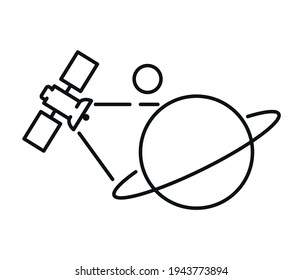 GPS satellite, flat style illustration. Wireless satellite technology. World global net.