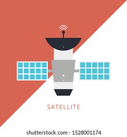GPS satellite. Flat vector isometric illustration. Wireless satellite technology. Concept of flat icon