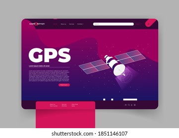 GPS satellite. Flat vector isometric illustration.