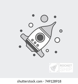 GPS satellite for navigation. ship is in orbit of the ground for tv signal transmission.  Wireless technology. World global net, Web. Flat vector icon, illustration